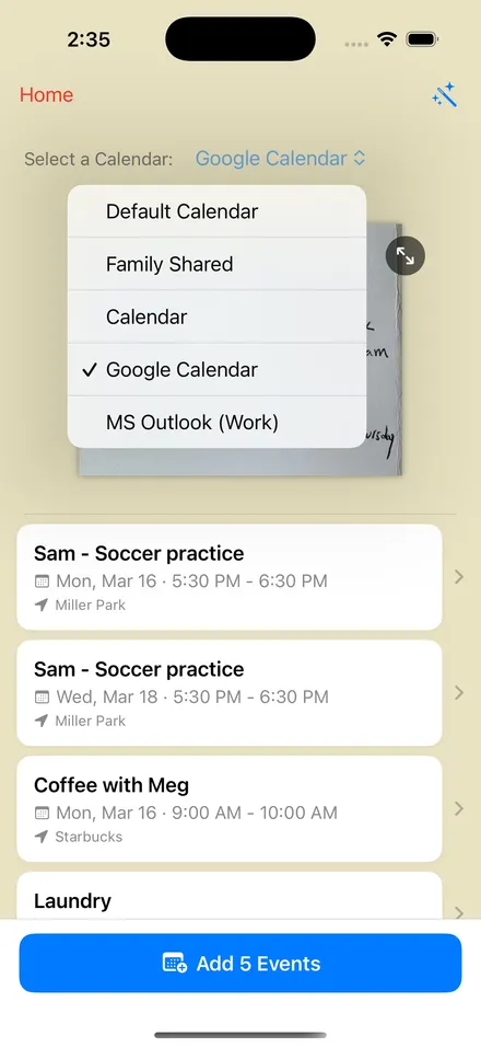 Works with your calendar